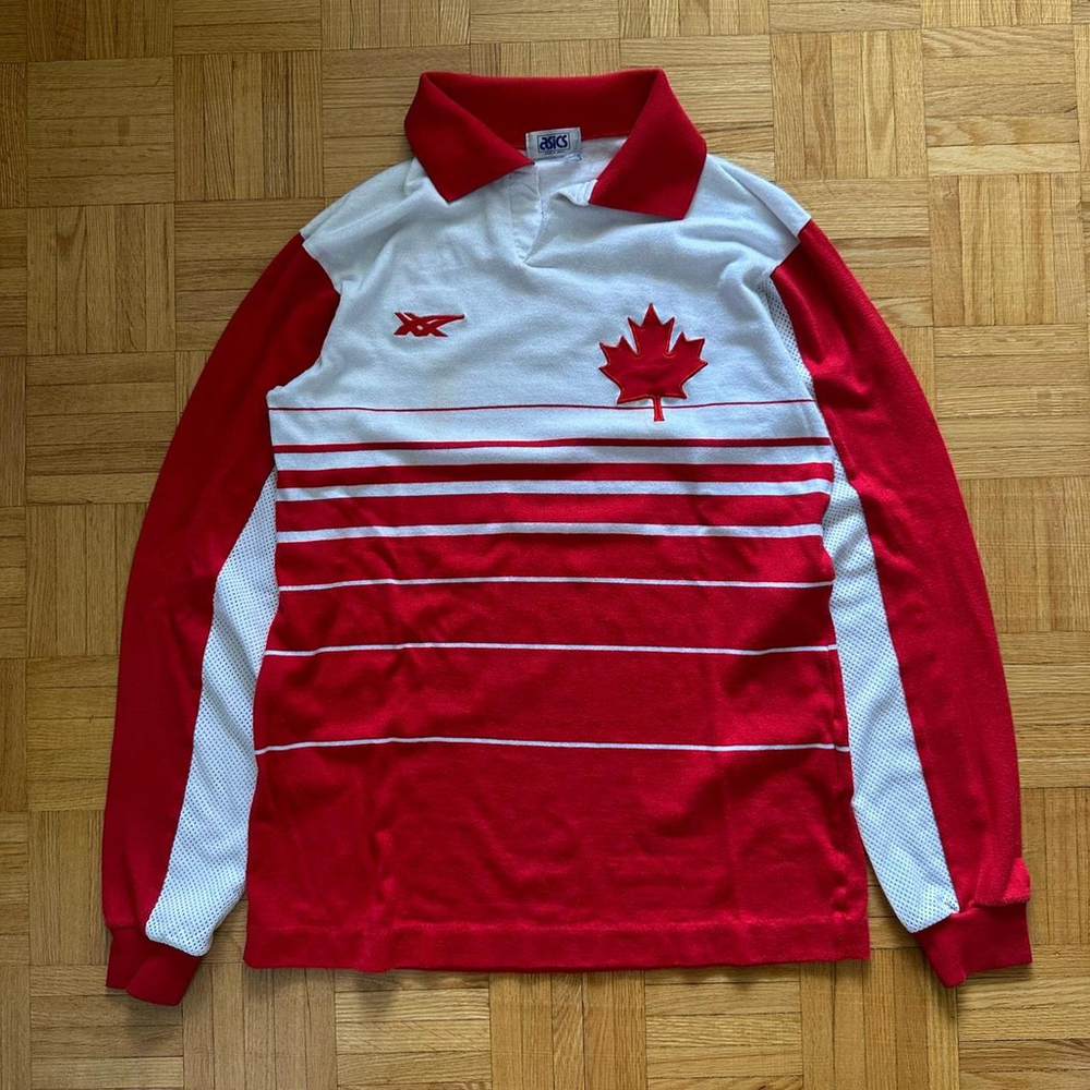 Vintage Team Canada Asics Long Sleeve Jersey shirt Made in Japan